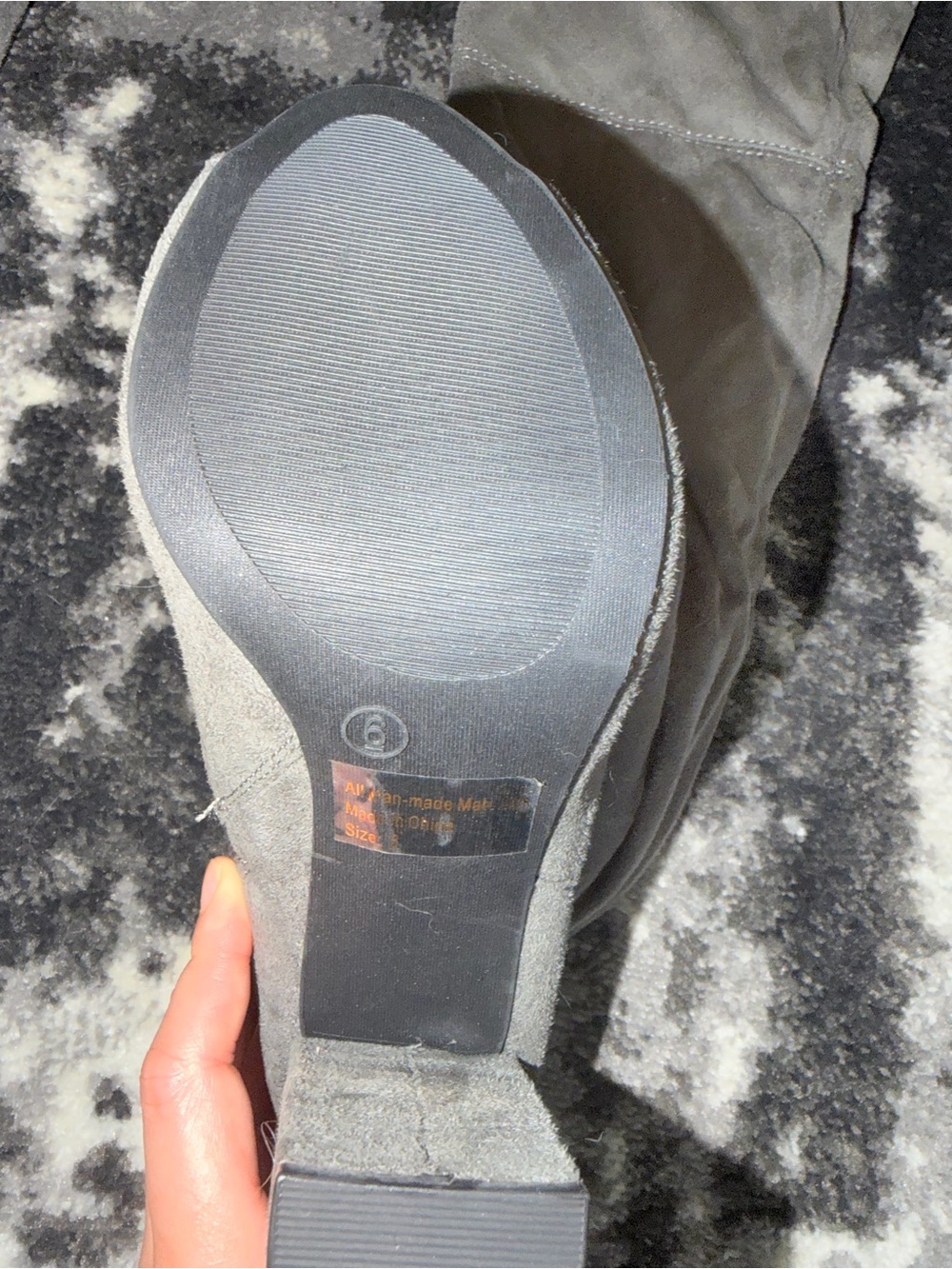 Brand New Gray Thigh High Block Heel Boots Size 6 - Picture 3 of 3